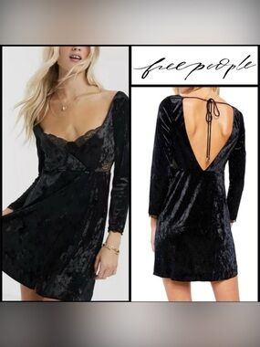 Free People Kat Velvet Mini Dress with Lace Side Panels